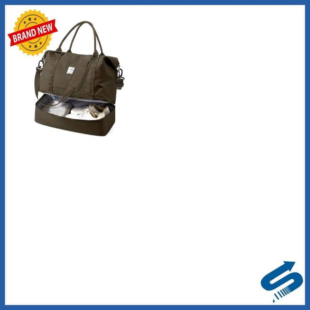 18x14x8 Travel Duffel Weekender Bag with Shoe Compartment Trolley Sleeve Carry